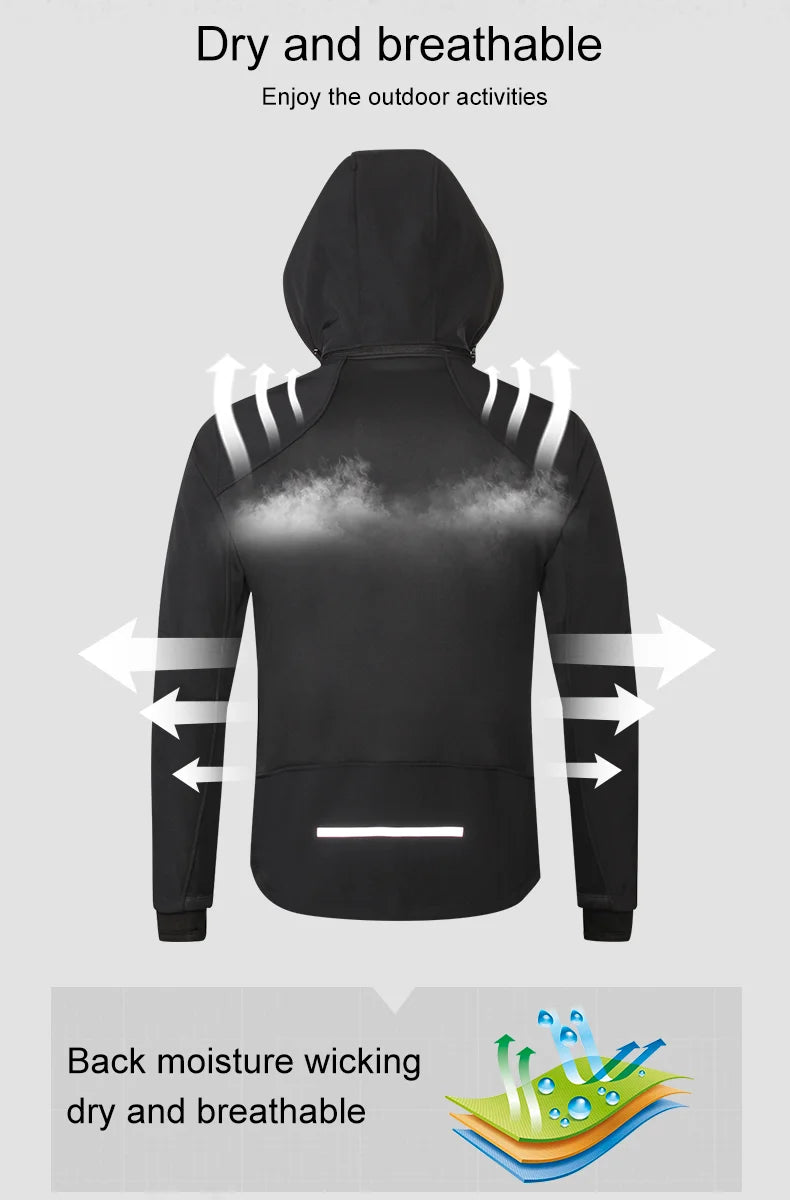INBIKE Mens Winter Cycling Jacket With Hood Windproof Fleece Coat