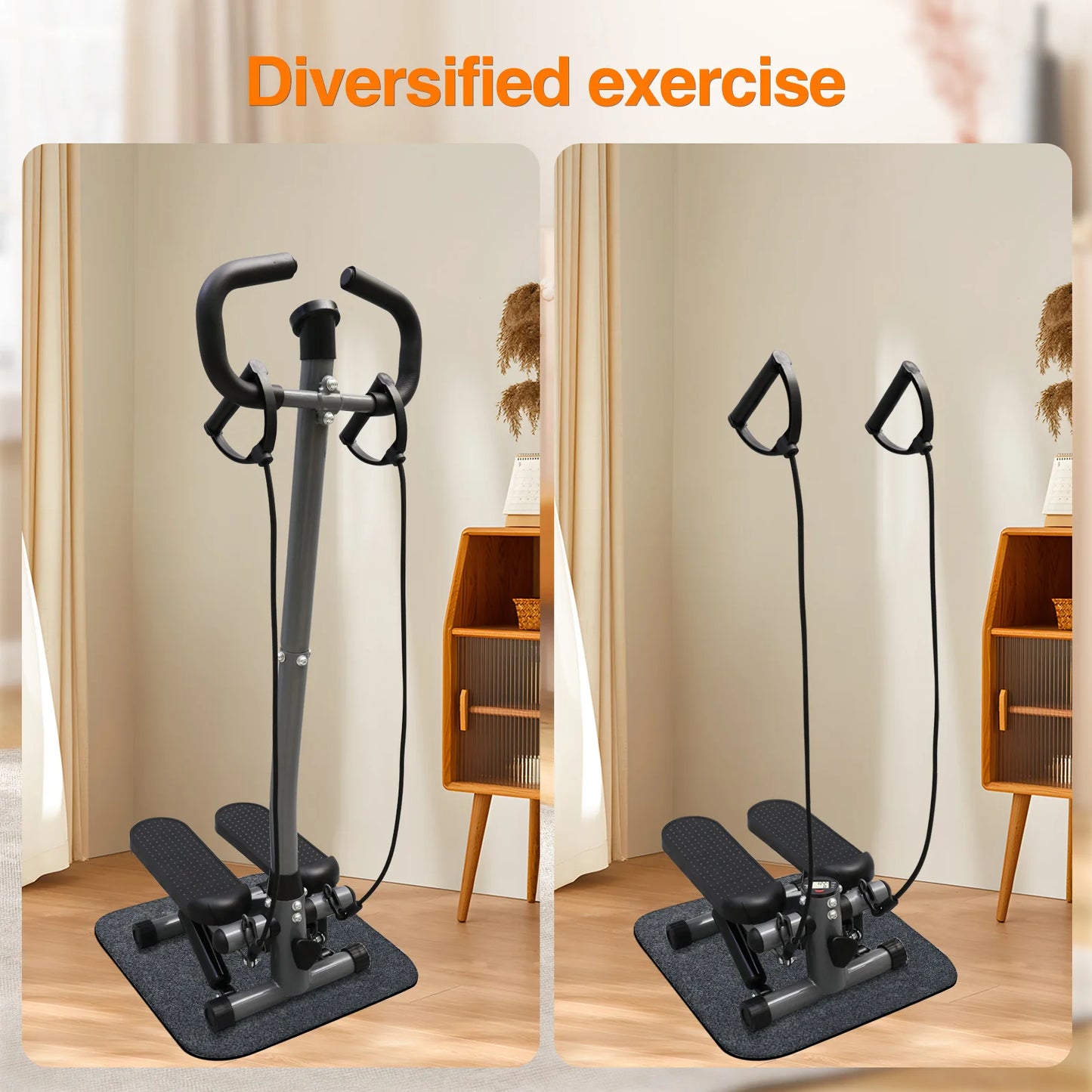 Home Gym Exercise Stepper Machine With LCD Monitor And Bands
