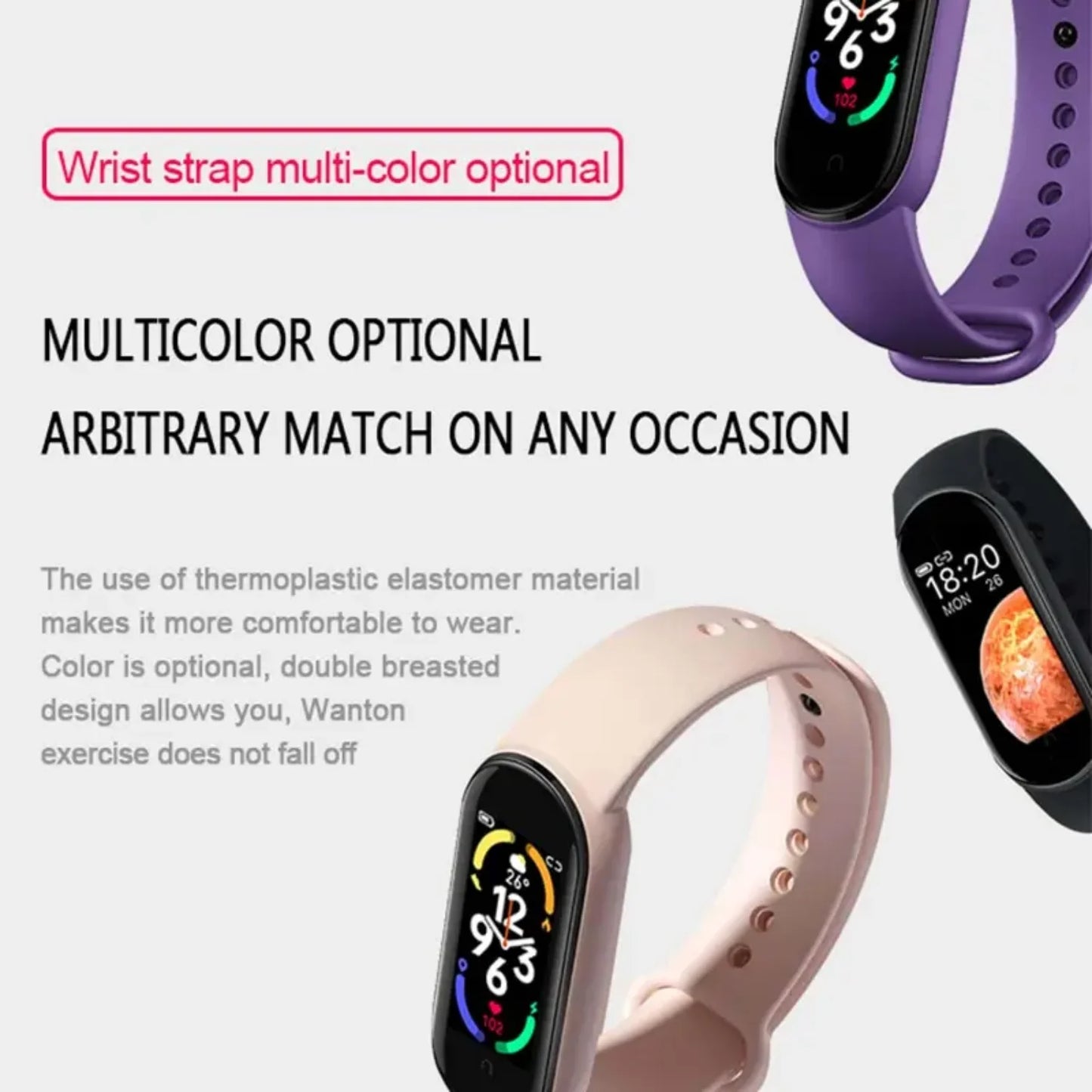 M7 Smart Watch Smartband Heart Rate Smartwatch Fitness Tracker Blood Pressure Sport Bracelet  Mi Band 7 Men Women