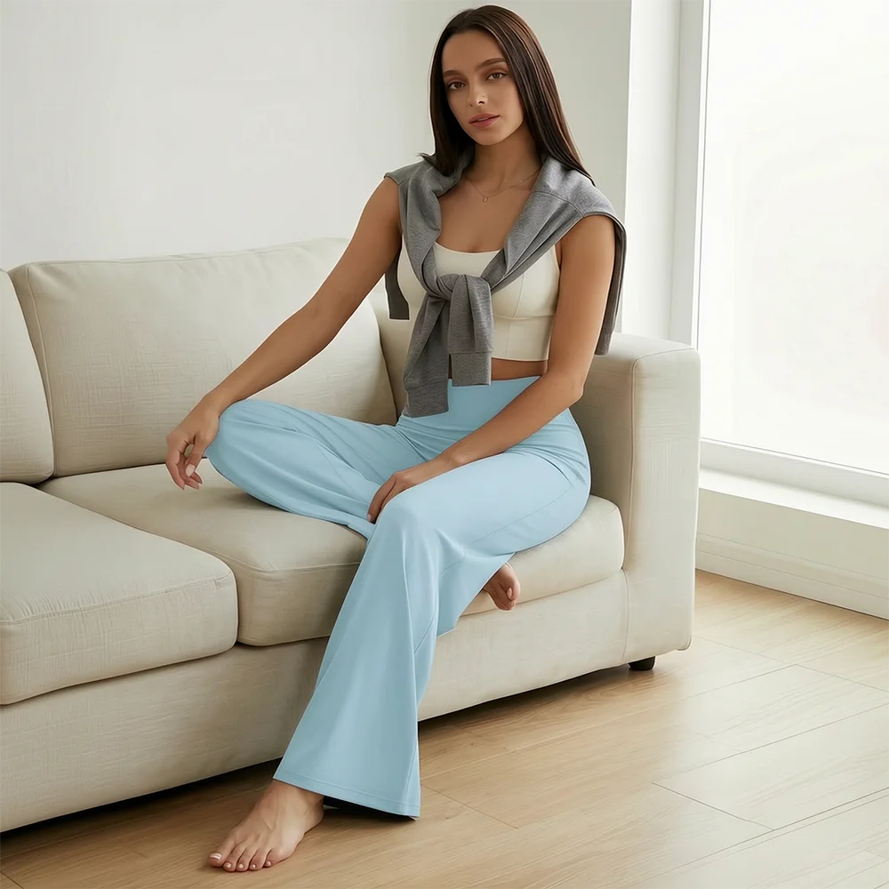 High Waist Yoga Pants For Women Straight Leg Gym Trousers