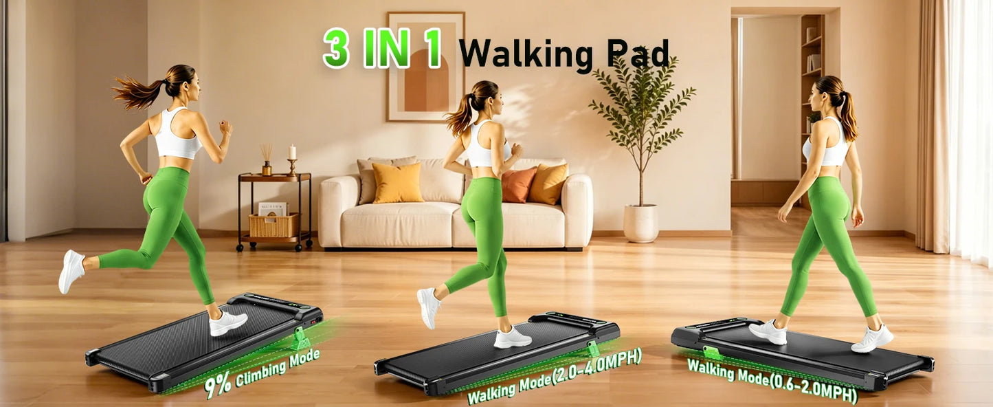 AKLUER Walking Pad Under Desk Treadmill Incline 2.5HP Remote Control
