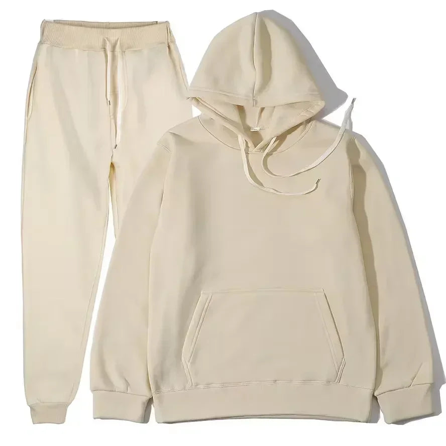 NONECN Winter Women Tracksuit Hoodie Sweatpants Set