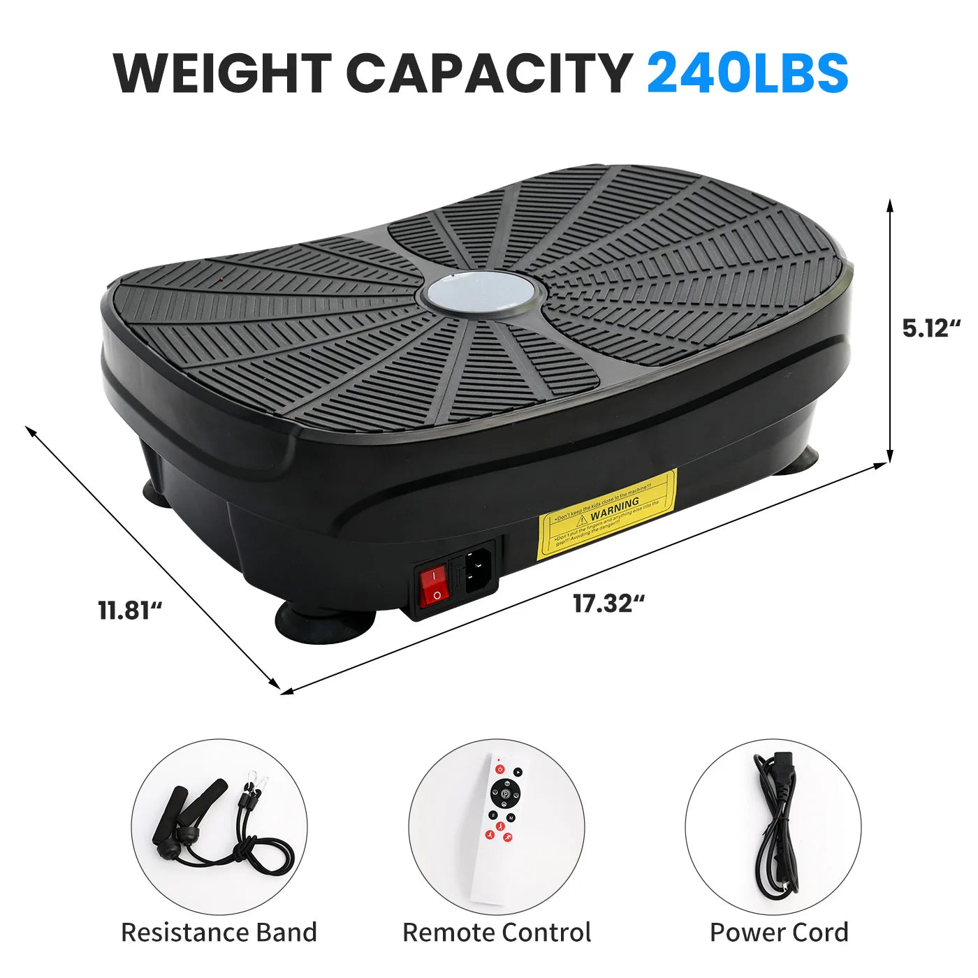 Vibration Plate Exercise Machine Kit Portable Body Workout With Resistance Bands