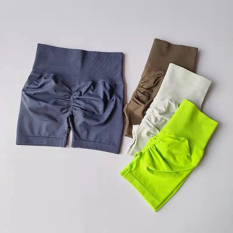 Womens High-Waist Yoga Shorts Butt-Lift Breathable Fitness Wear