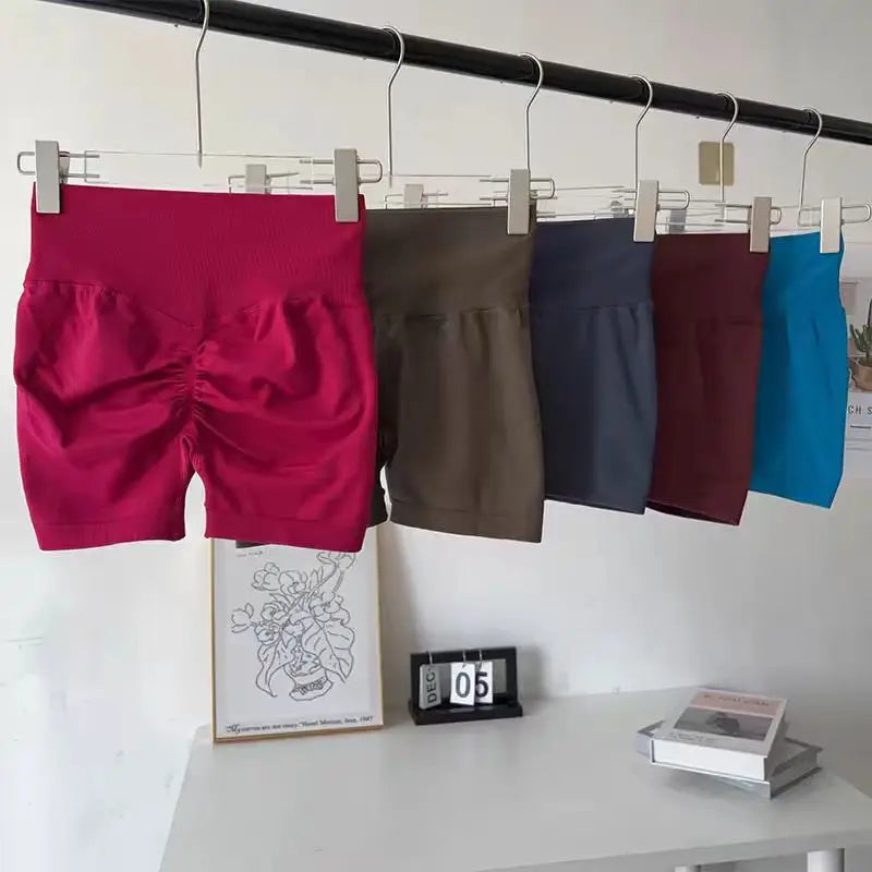 Womens High-Waist Yoga Shorts Butt-Lift Breathable Fitness Wear