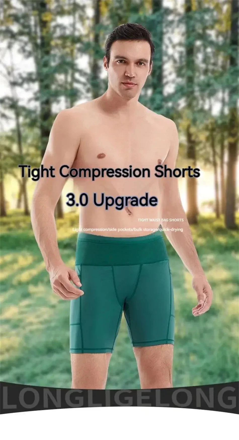 Mul-Pockets Mens Compression Running Shorts Quick Dry Training