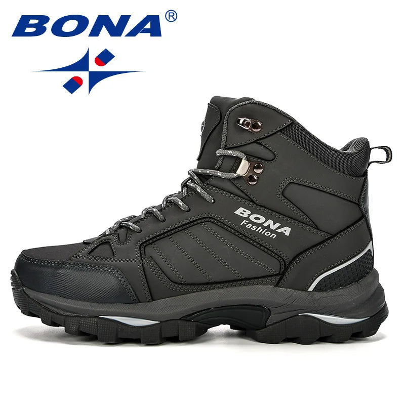 BONA 2023 Winter High Top Suede Boots for Men with Plush Lining and Anti-Slip