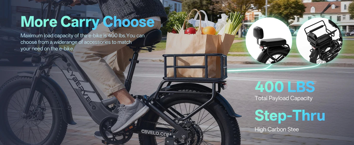 CYBERVELO EK12 Step Thru Electric Bike With 48V 20Ah Battery