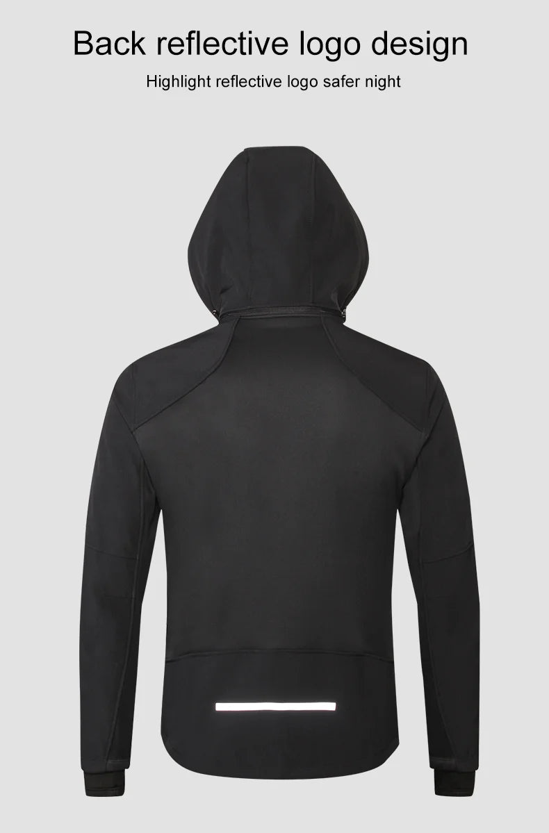 INBIKE Mens Winter Cycling Jacket With Hood Windproof Fleece Coat