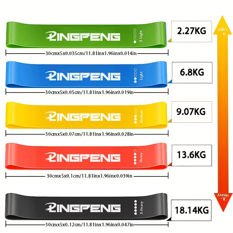 lpcbec Five Piece Fitness Resistance Bands Set For Home Gym And Yoga