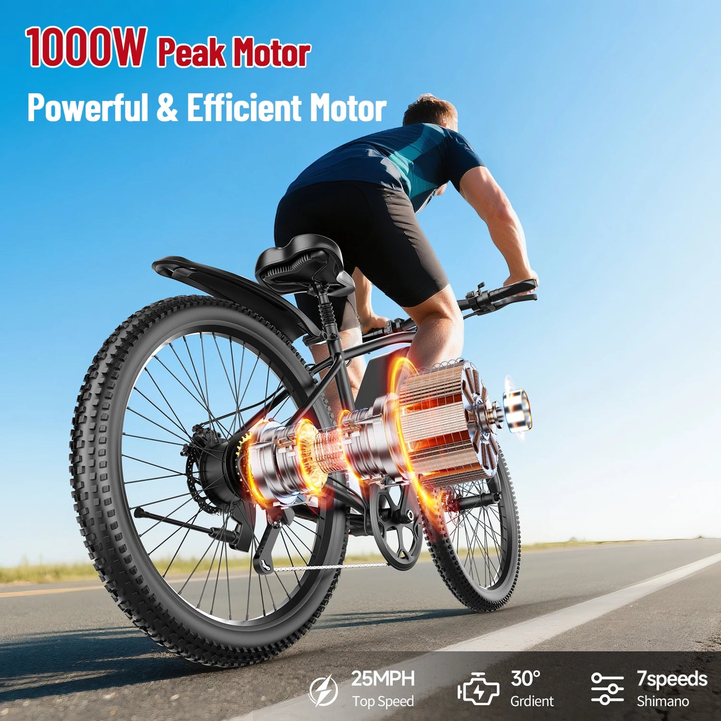 X-koala 1000W Peak Electric Bike for Adults 25MPH Elite