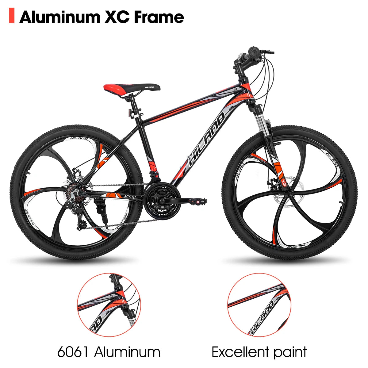 Hiland Mountain Bike 21 Speed Drivetrain Aluminum Frame