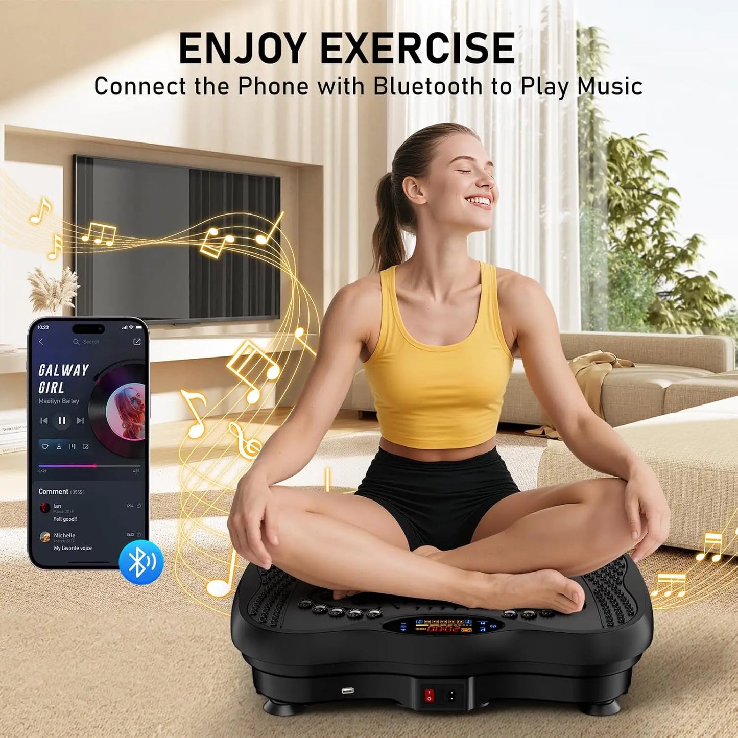 Vibration Plate Exercise Machine 130 Levels Full Body Bluetooth