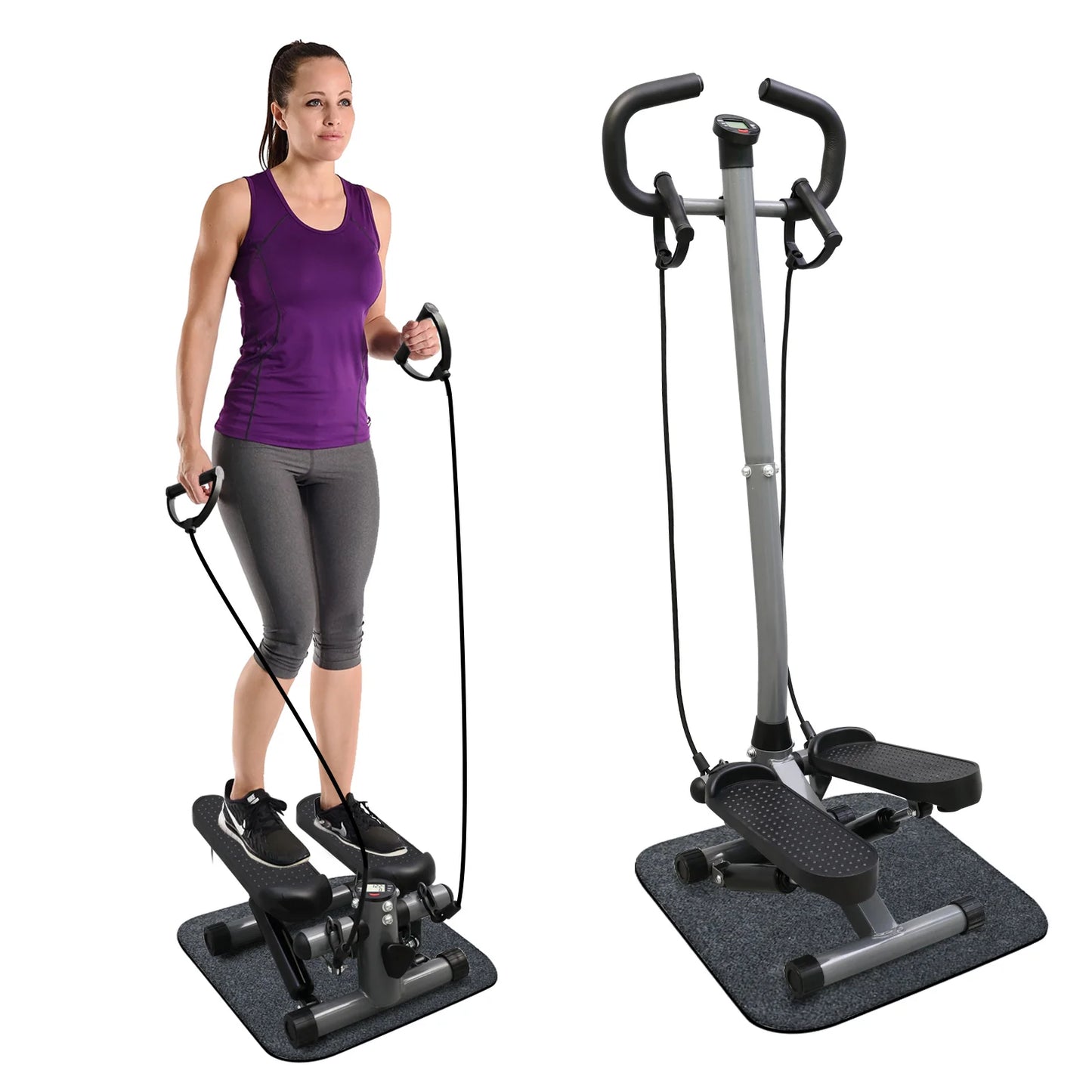 Home Gym Exercise Stepper Machine With LCD Monitor And Bands