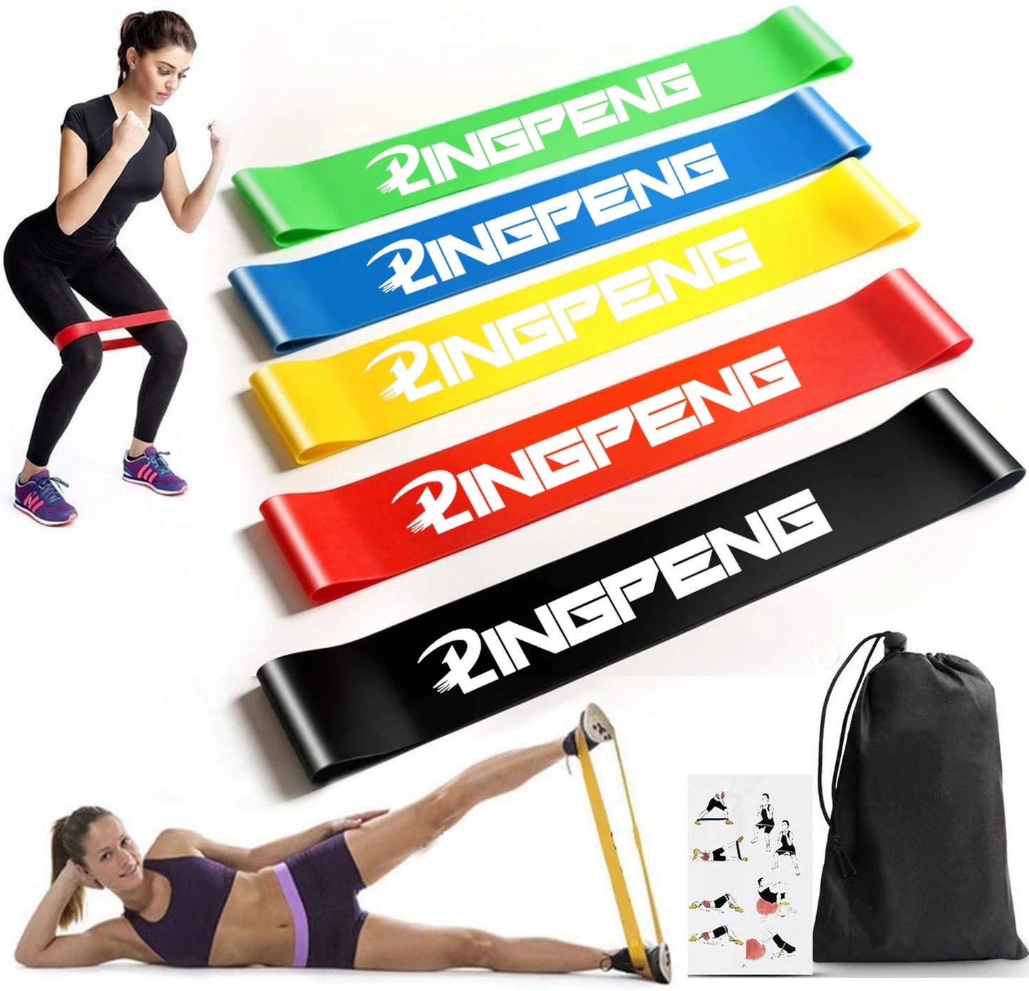 lpcbec Five Piece Fitness Resistance Bands Set For Home Gym And Yoga