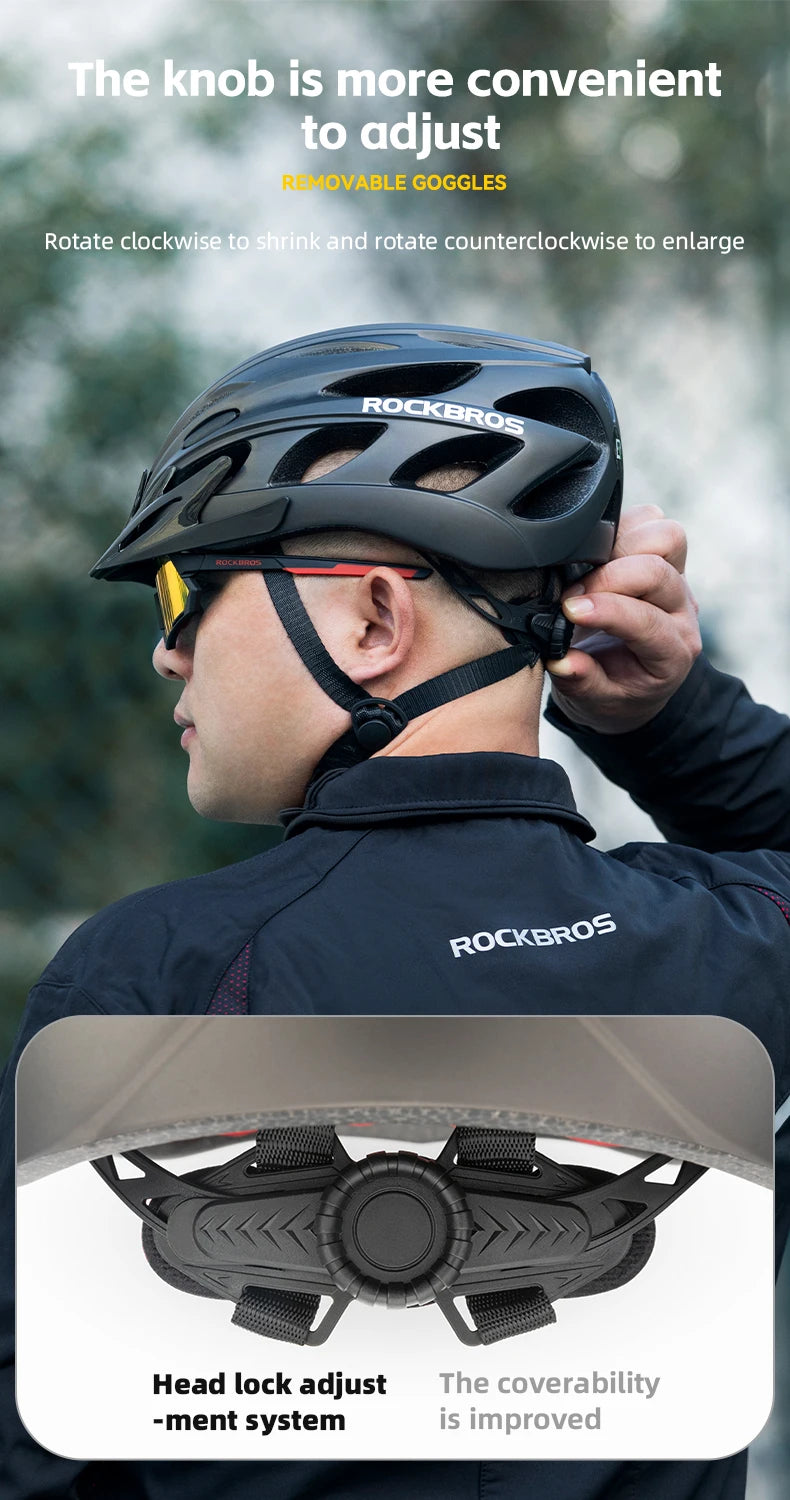 ROCKBROS Cycling Helmet With Goggles Lightweight Integrated MTB Road