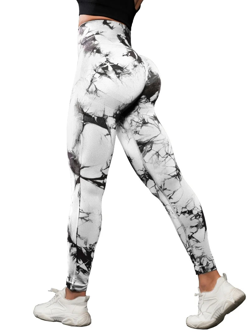 3 Piece High Waisted Tie Dye Leggings Set for Women Scrunch Butt Lifting