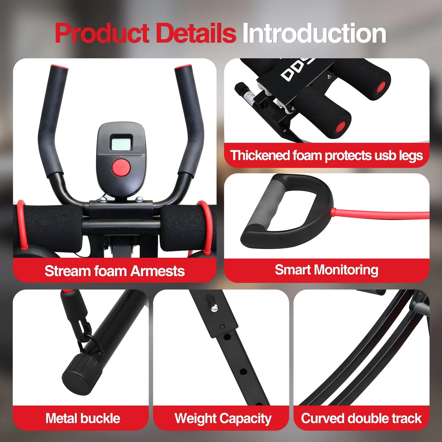 Monorail Ab Machine Ab Cruncher With Adjustable Resistance Levels