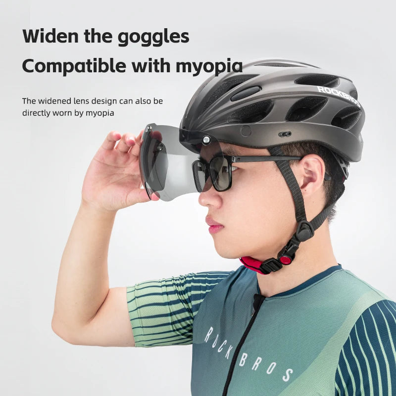 ROCKBROS Cycling Helmet With Goggles Lightweight Integrated MTB Road