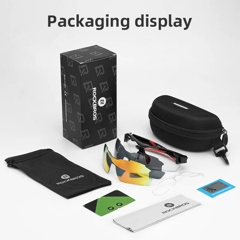 ROCKBROS Polarized 3 Lens Bicycle Sunglasses for Men Women