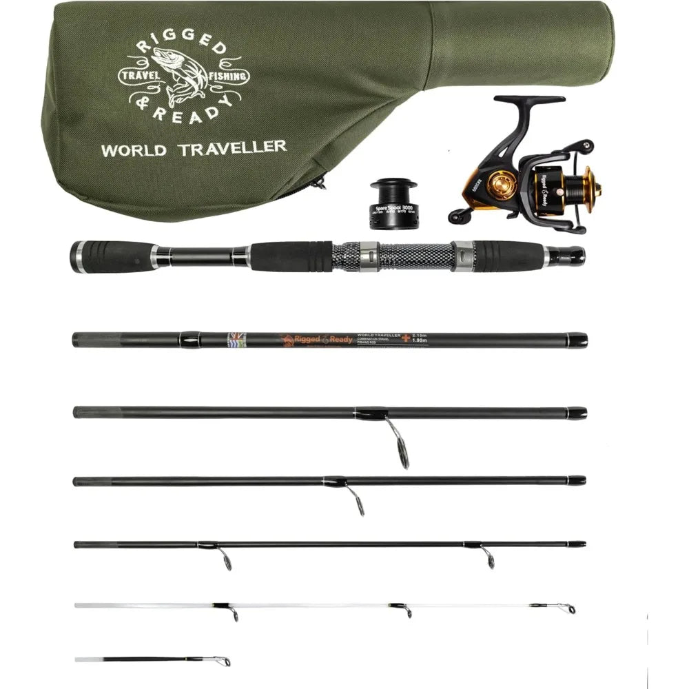 Compact Travel Fishing Rod and Reel Set with Carrying Case and Extra Tips