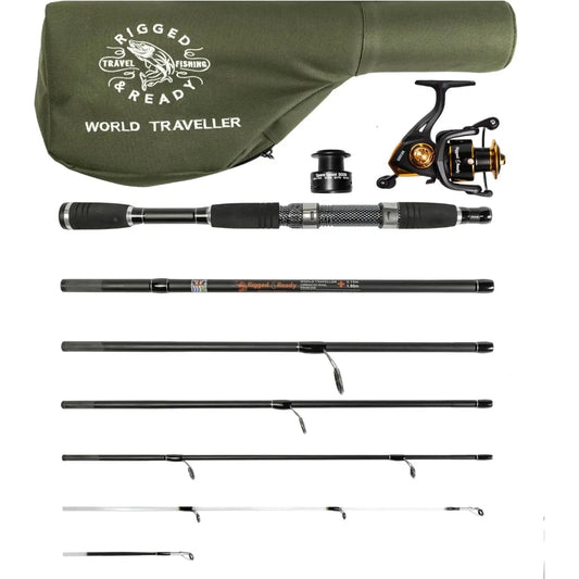 Compact Travel Fishing Rod and Reel Set with Carrying Case and Extra Tips