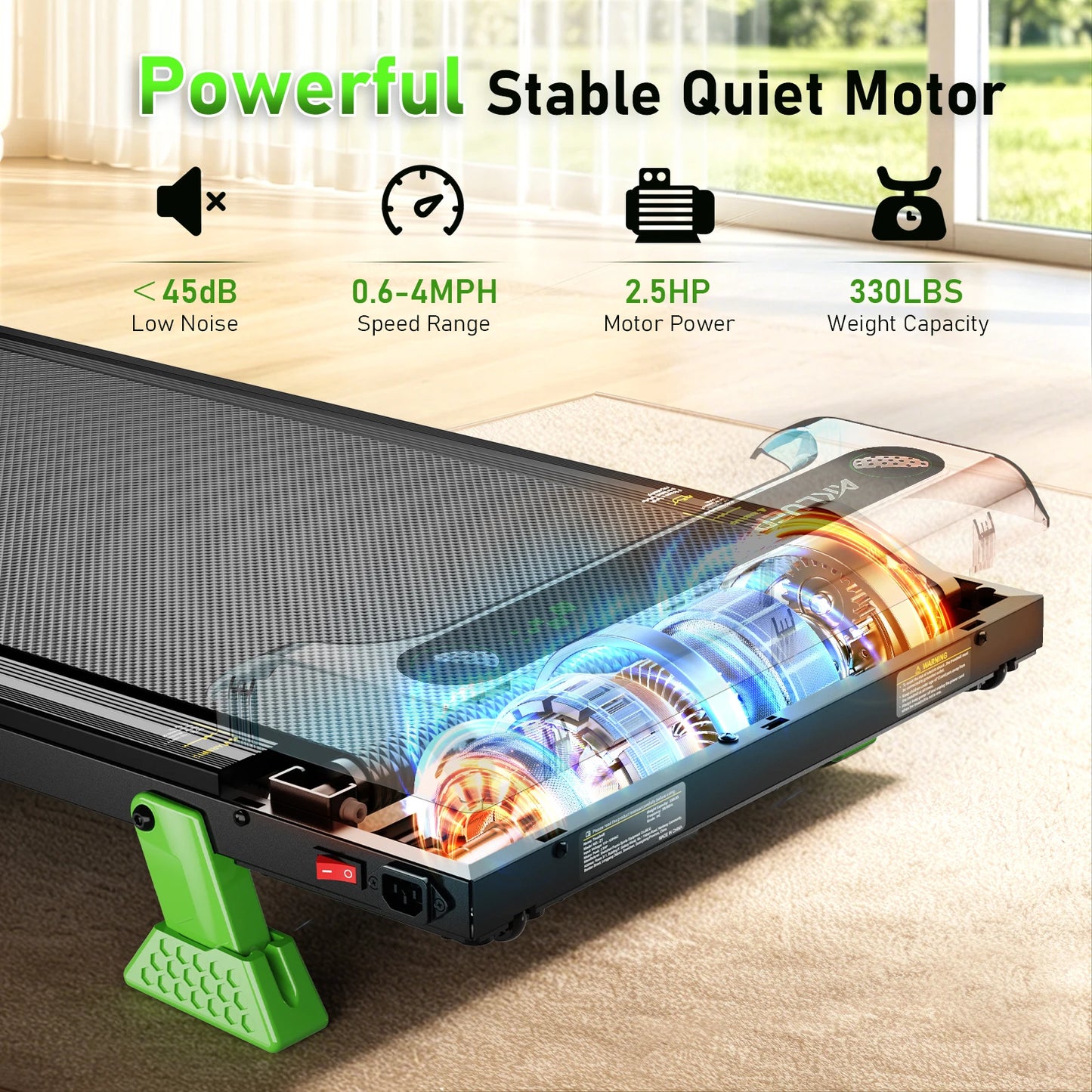 AKLUER Walking Pad Under Desk Treadmill Incline 2.5HP Remote Control