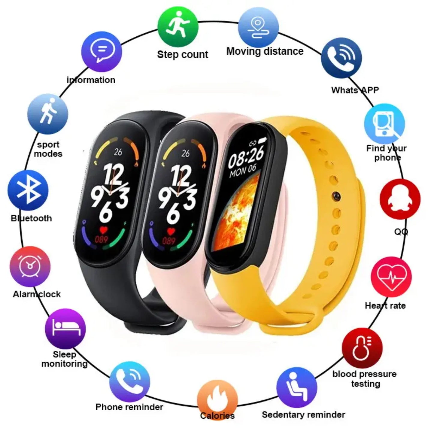 M7 Smart Watch Smartband Heart Rate Smartwatch Fitness Tracker Blood Pressure Sport Bracelet  Mi Band 7 Men Women