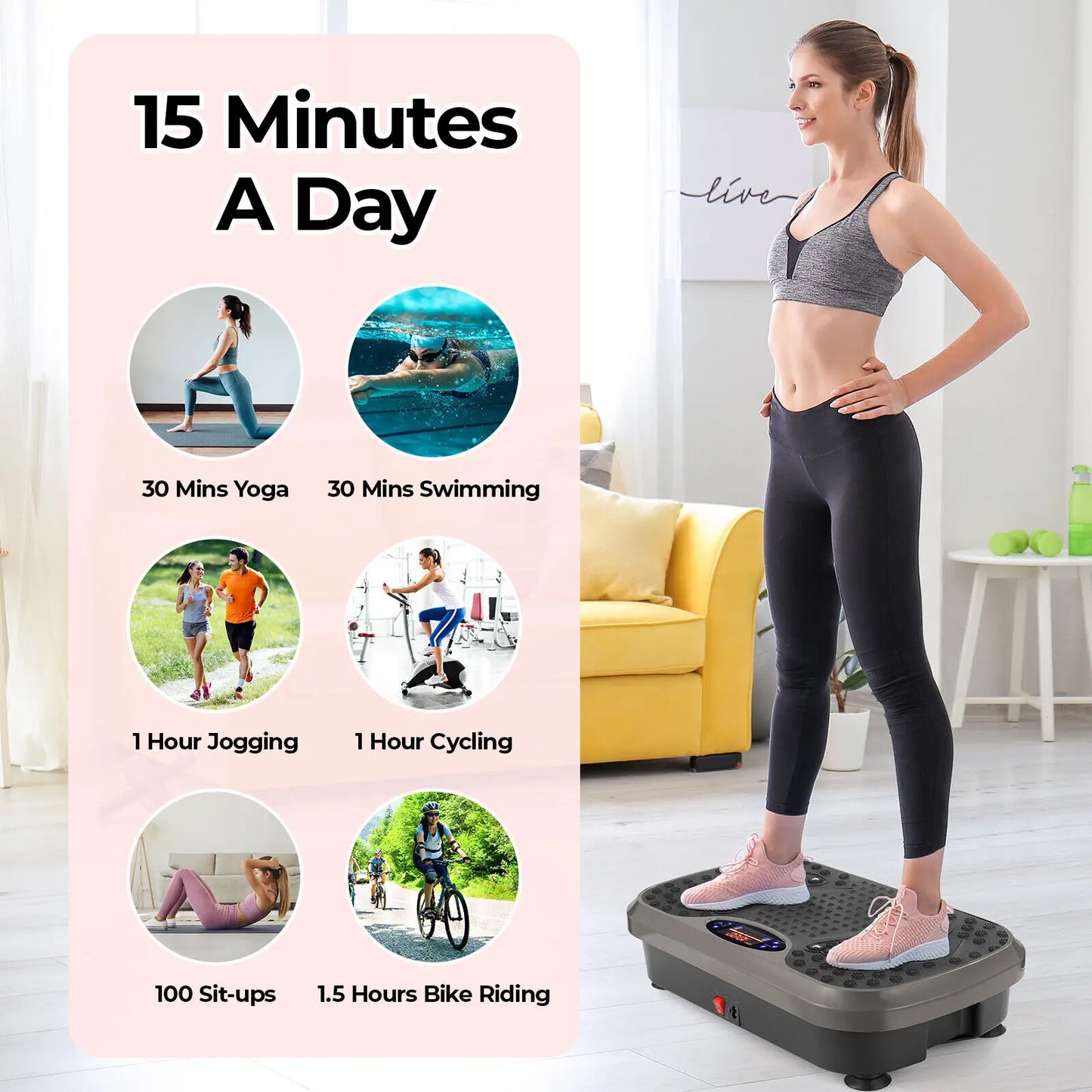 Homfa Vibration Plate Exercise Machine With Loop Bands