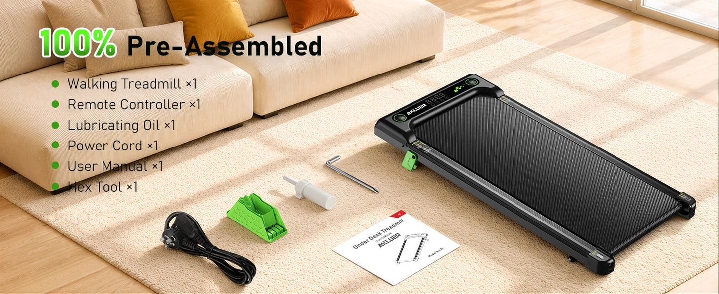 AKLUER Walking Pad Under Desk Treadmill Incline 2.5HP Remote Control