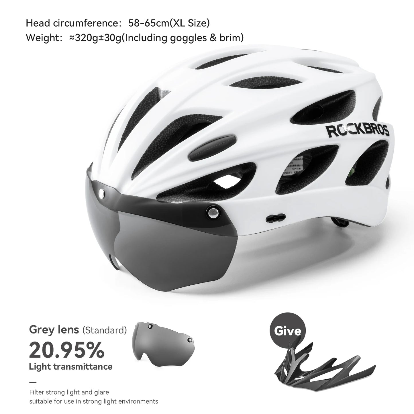 ROCKBROS Cycling Helmet With Goggles Lightweight Integrated MTB Road