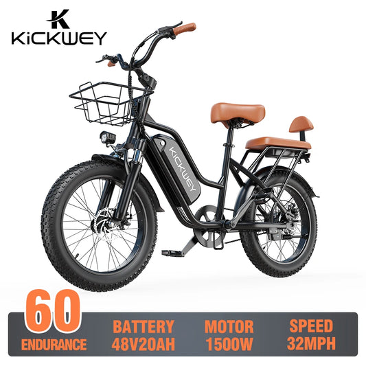 Kickwey 1500W Peak Electric Mountain Bike 48V 20Ah Battery