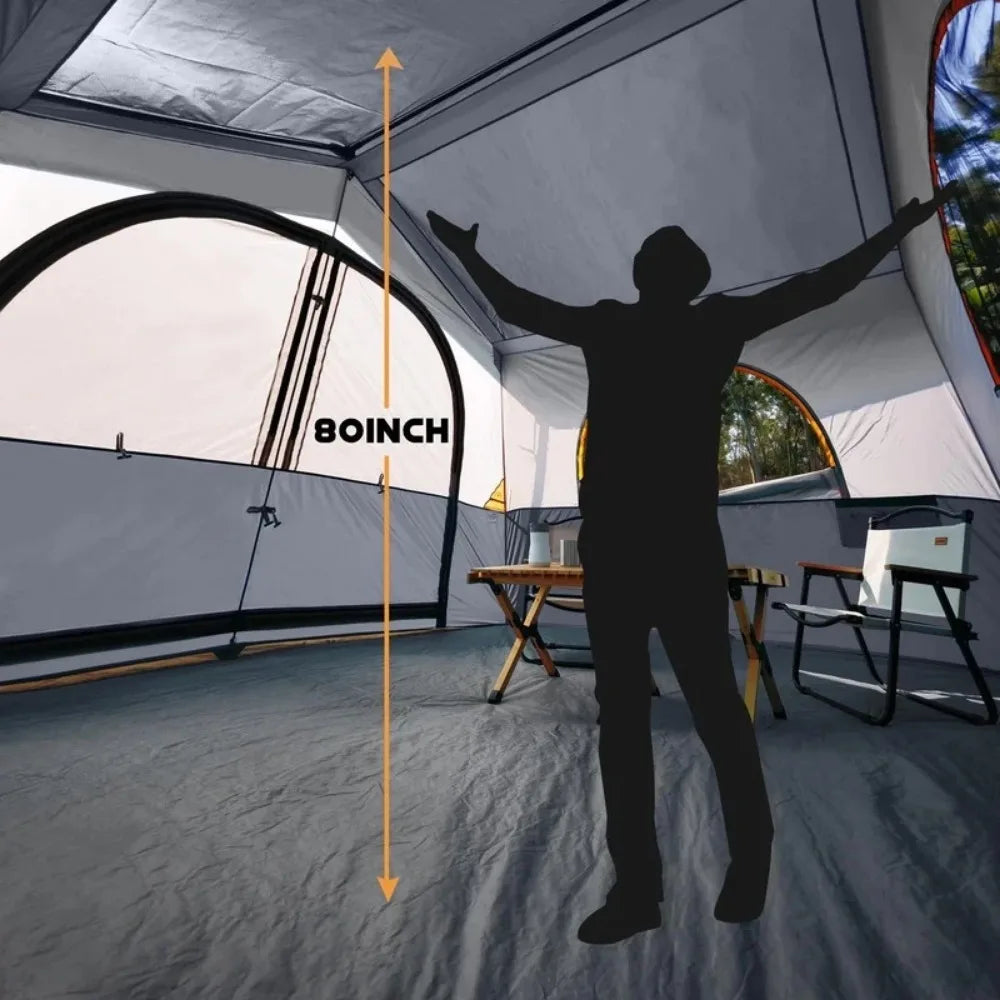 8 Person Portable Family Cabin Tent for Camping and Hiking Adventures