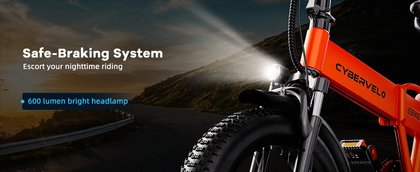 CYBERVELO 1000W Foldable Electric Fat Tire Ebike For Adults