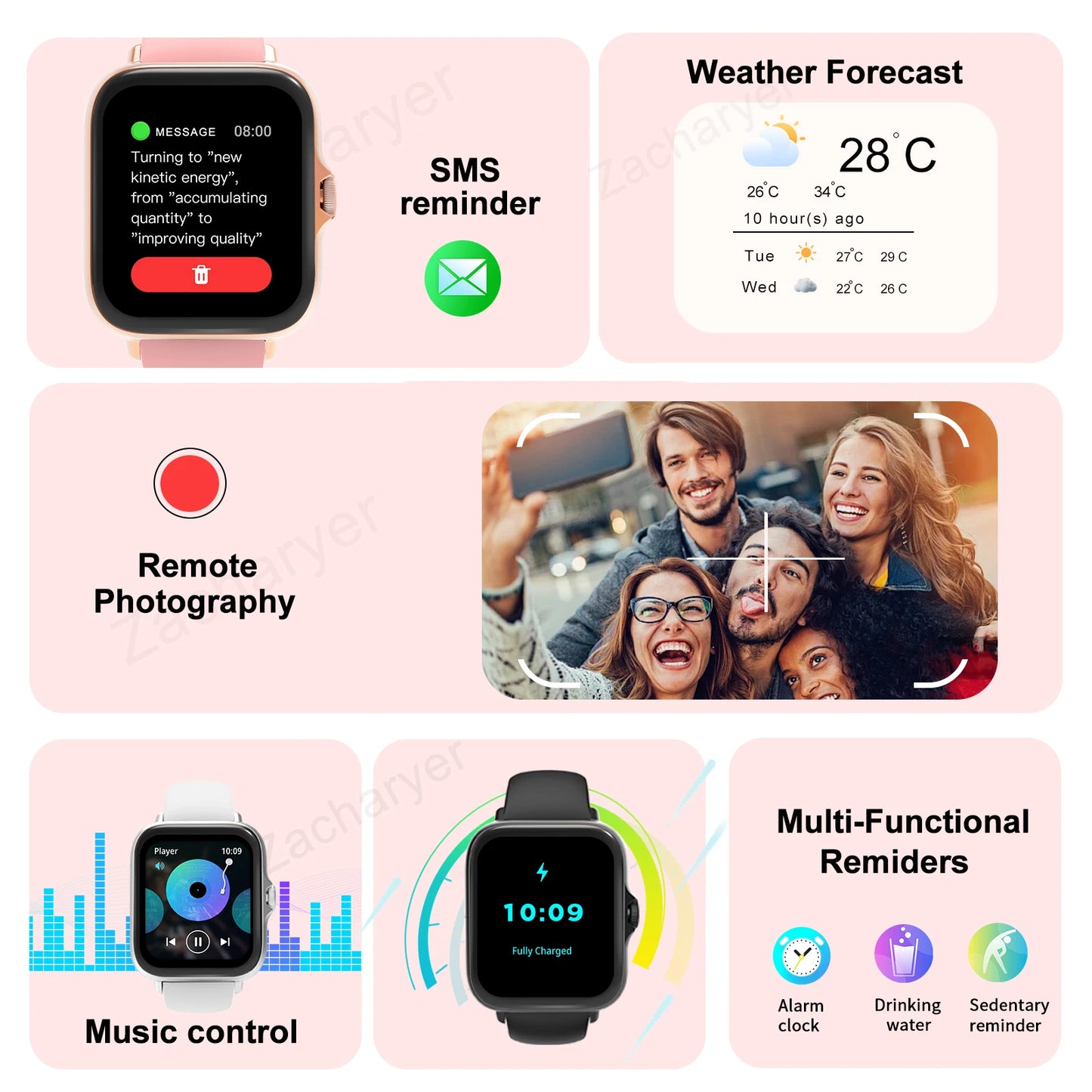 Smartwatch With SMS For Android iPhone Fitness Tracker And Pedometer