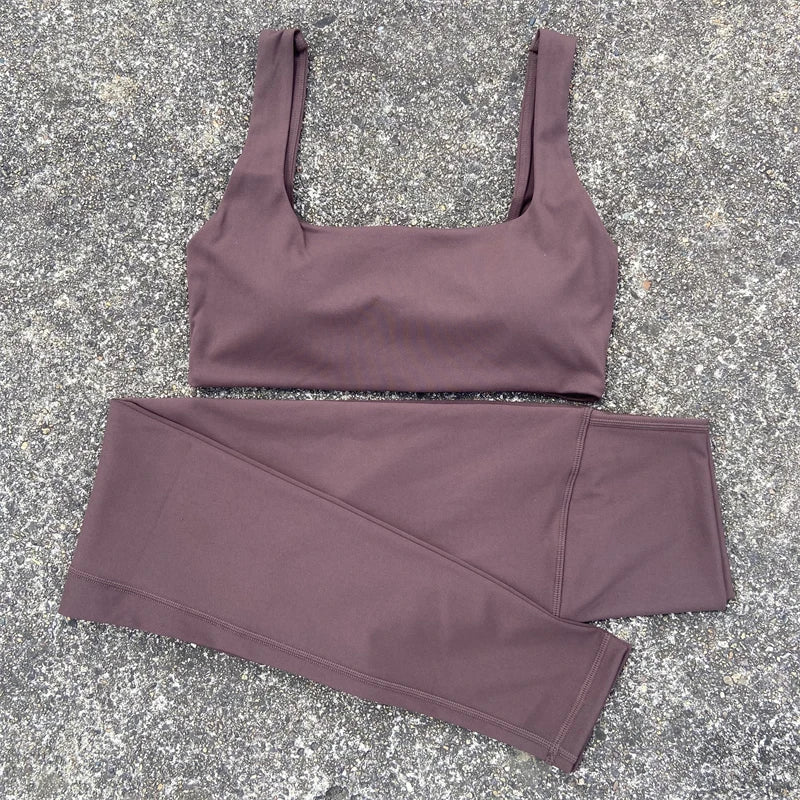 Nonecn Yoga Set Hollow Back Bra Top High Waist Leggings