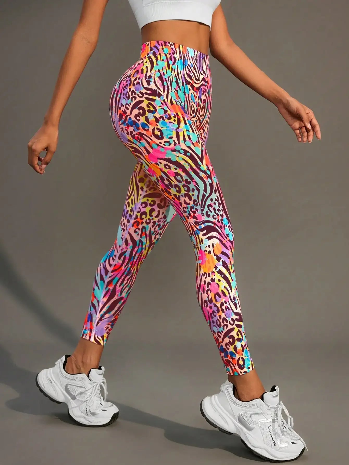 Animal Pattern High Waisted Seamless Leggings for Yoga Women