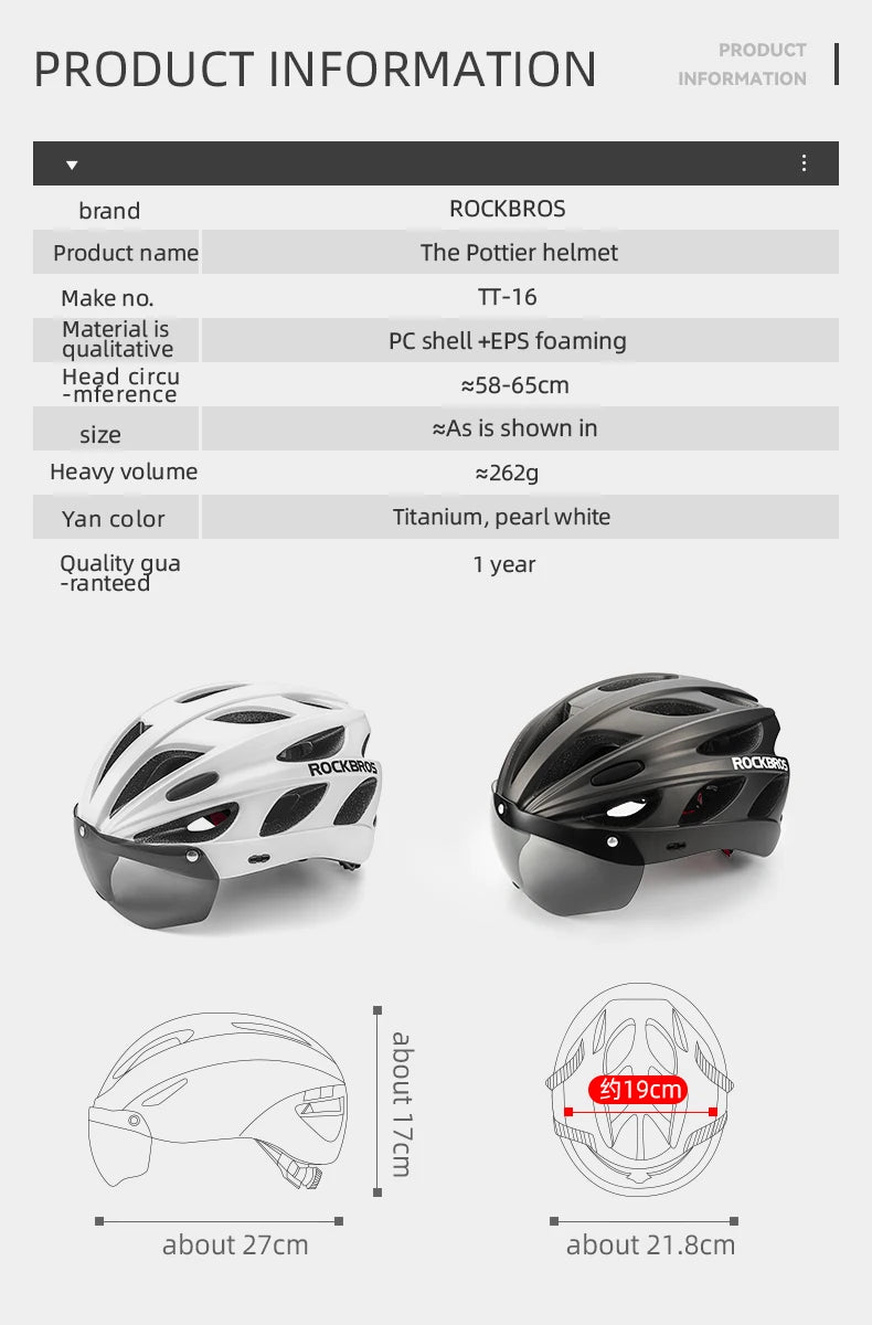 ROCKBROS Cycling Helmet With Goggles Lightweight Integrated MTB Road