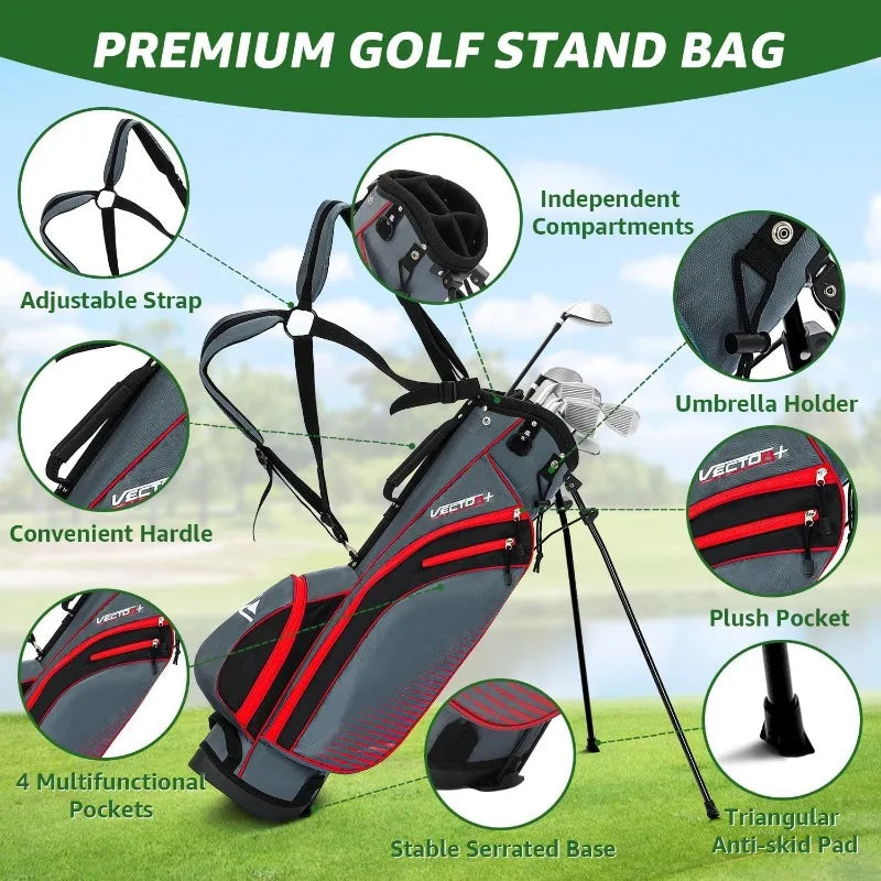 8 Piece Complete Men's Golf Club Set with Stand Bag and Fairway Wood