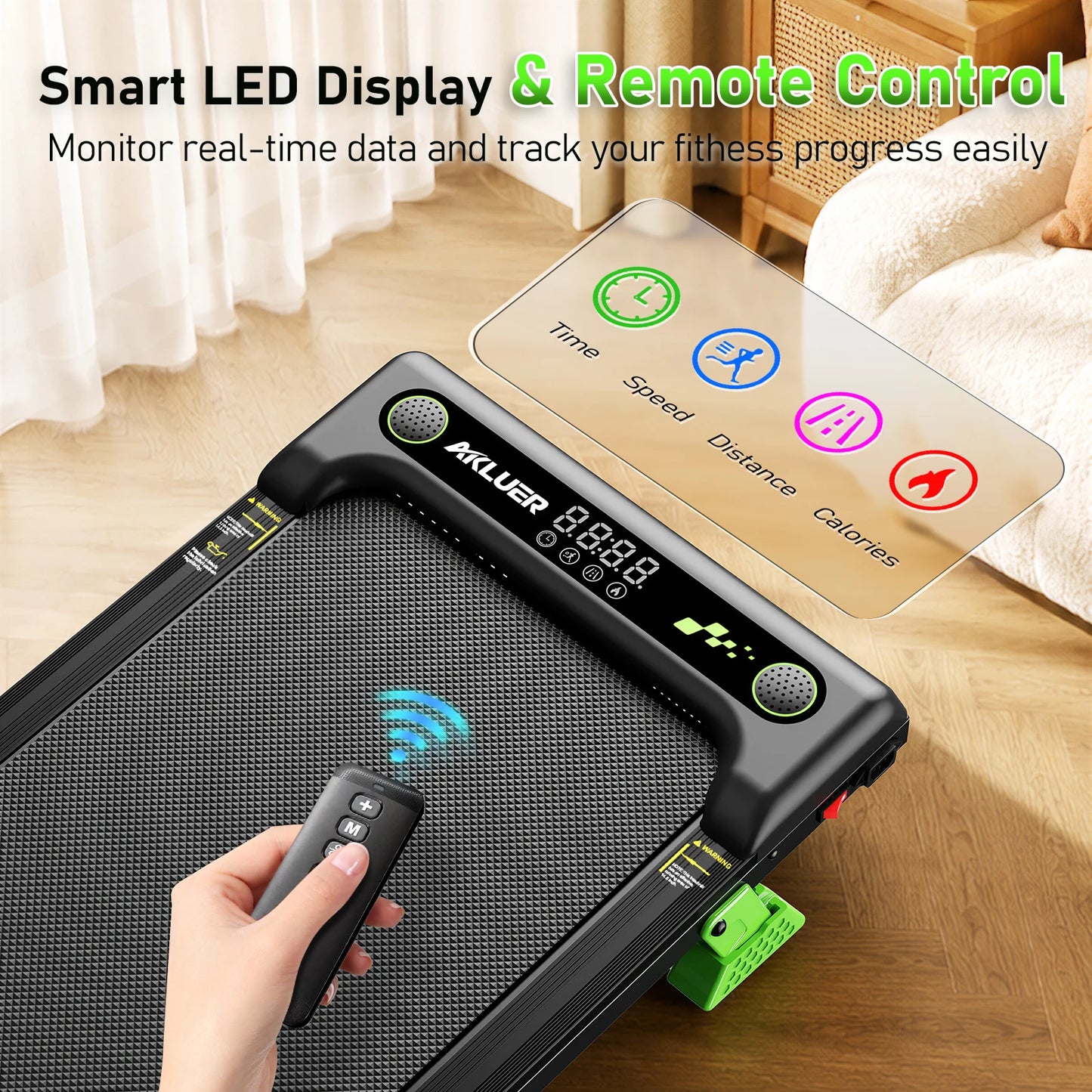 AKLUER Walking Pad Under Desk Treadmill Incline 2.5HP Remote Control