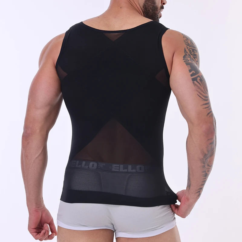LALAMELONCN Mens Mesh Compression Vest Shapewear Tank Top