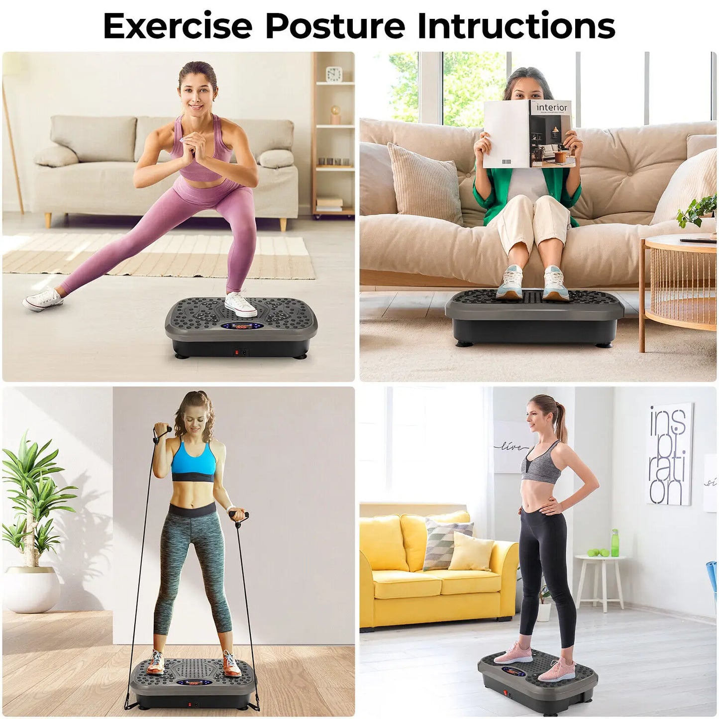 Homfa Vibration Plate Exercise Machine With Loop Bands
