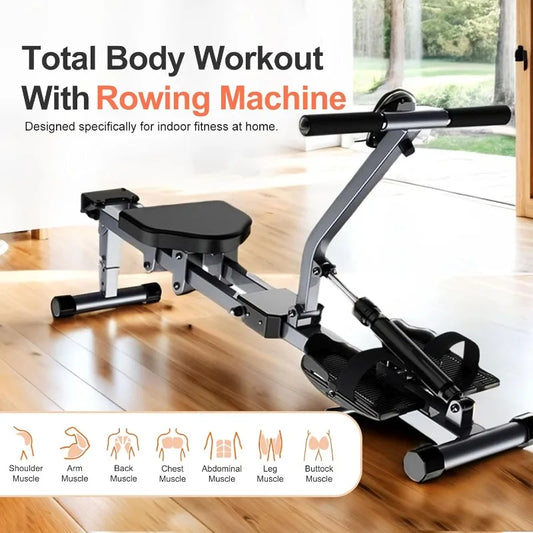 Home Folding Hydraulic Rowing Machine with 12 Levels of Adjustable Resistance