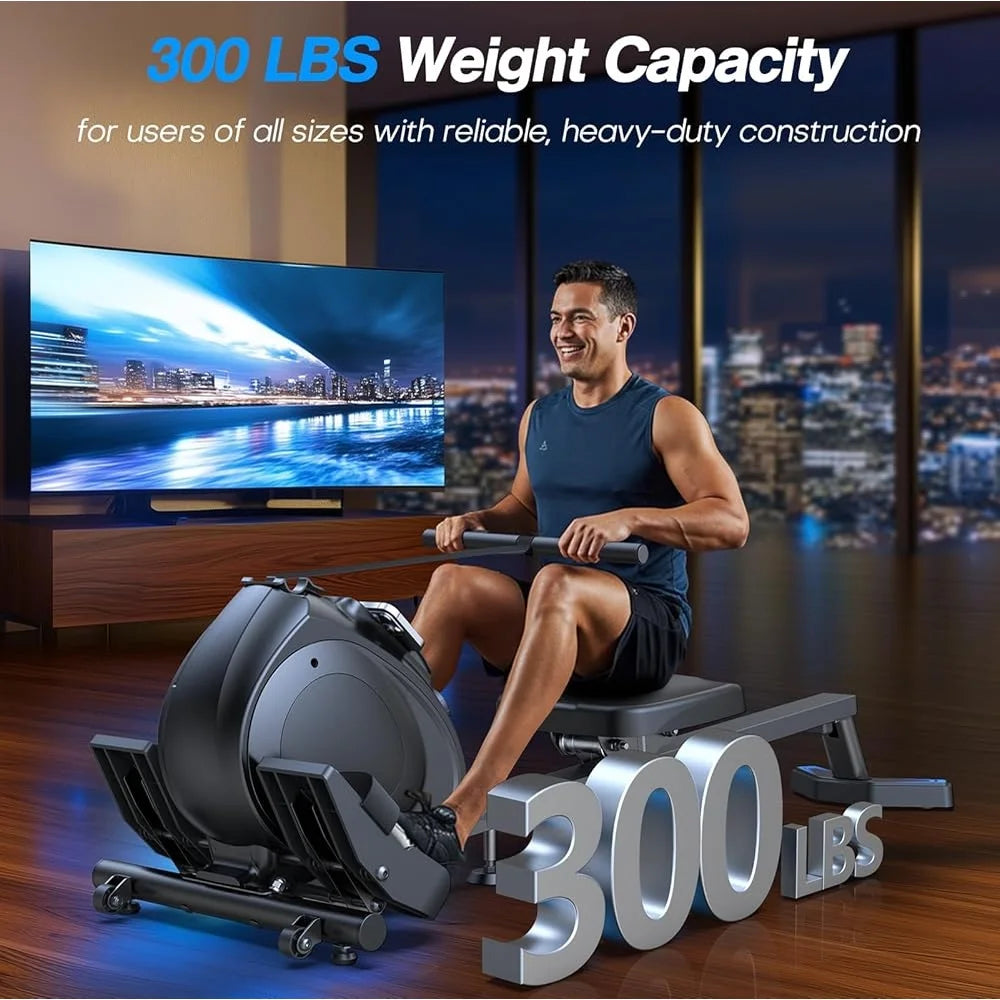 Magnetic Rowing Machine Compact Indoor Rower 300lbs Adjustable Resistance