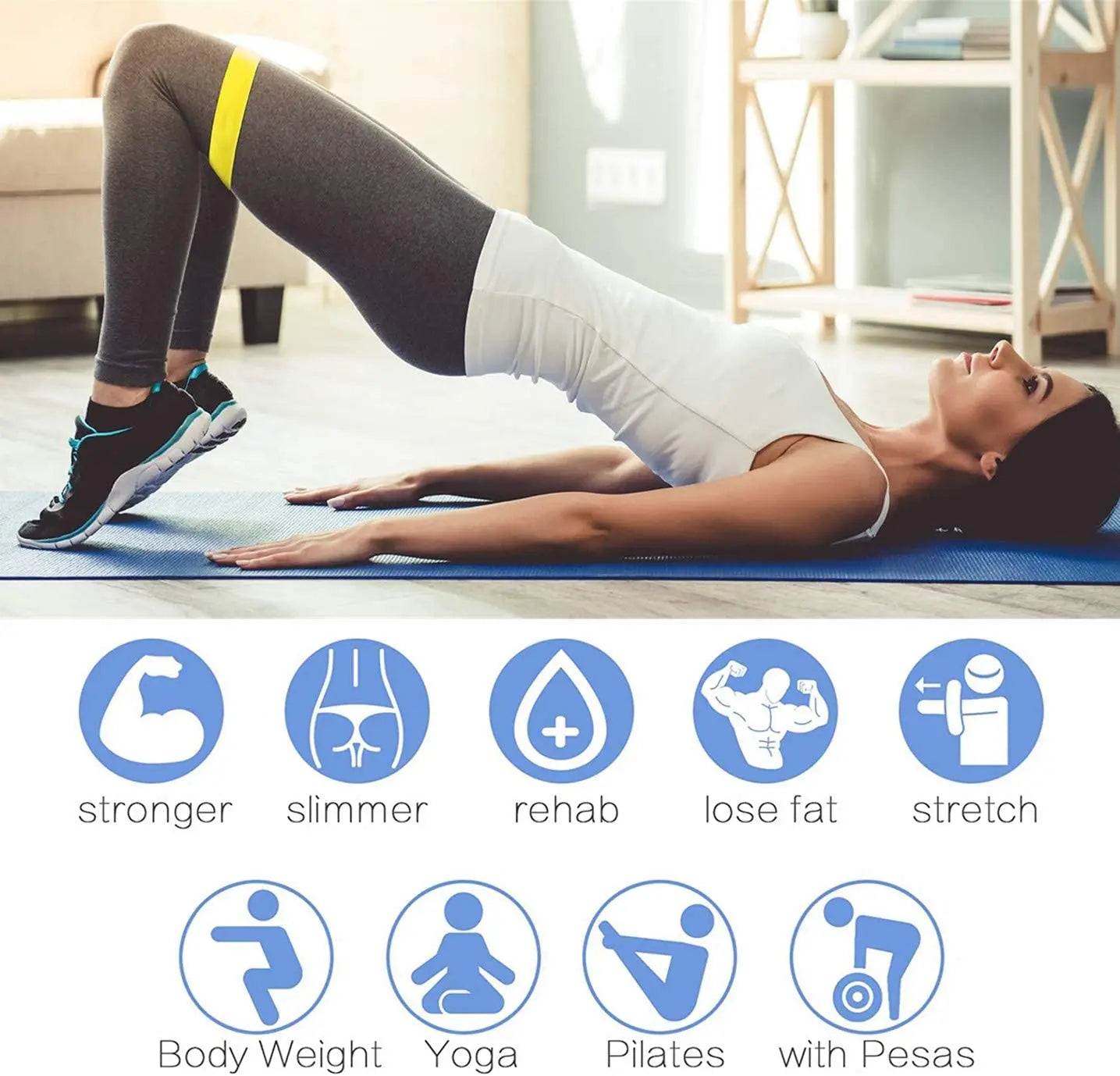 lpcbec Five Piece Fitness Resistance Bands Set For Home Gym And Yoga