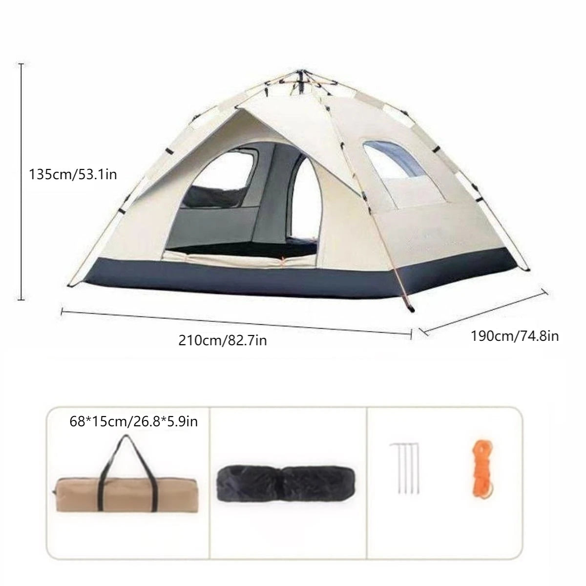 Pakicetus Outdoor Sunshade Camping Tent With Two Doors