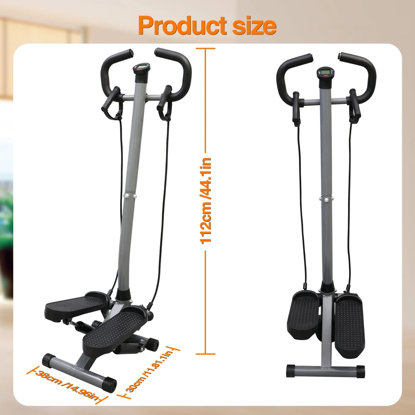 Home Gym Exercise Stepper Machine With LCD Monitor And Bands