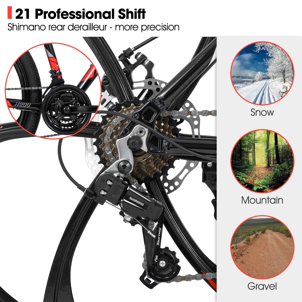 Hiland Mountain Bike 21 Speed Drivetrain Aluminum Frame