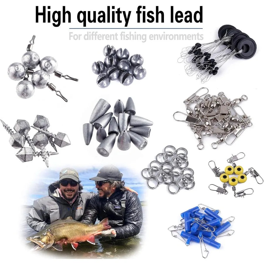 Fishing Accessories Kit Tackle Box Hooks Weights Sinkers