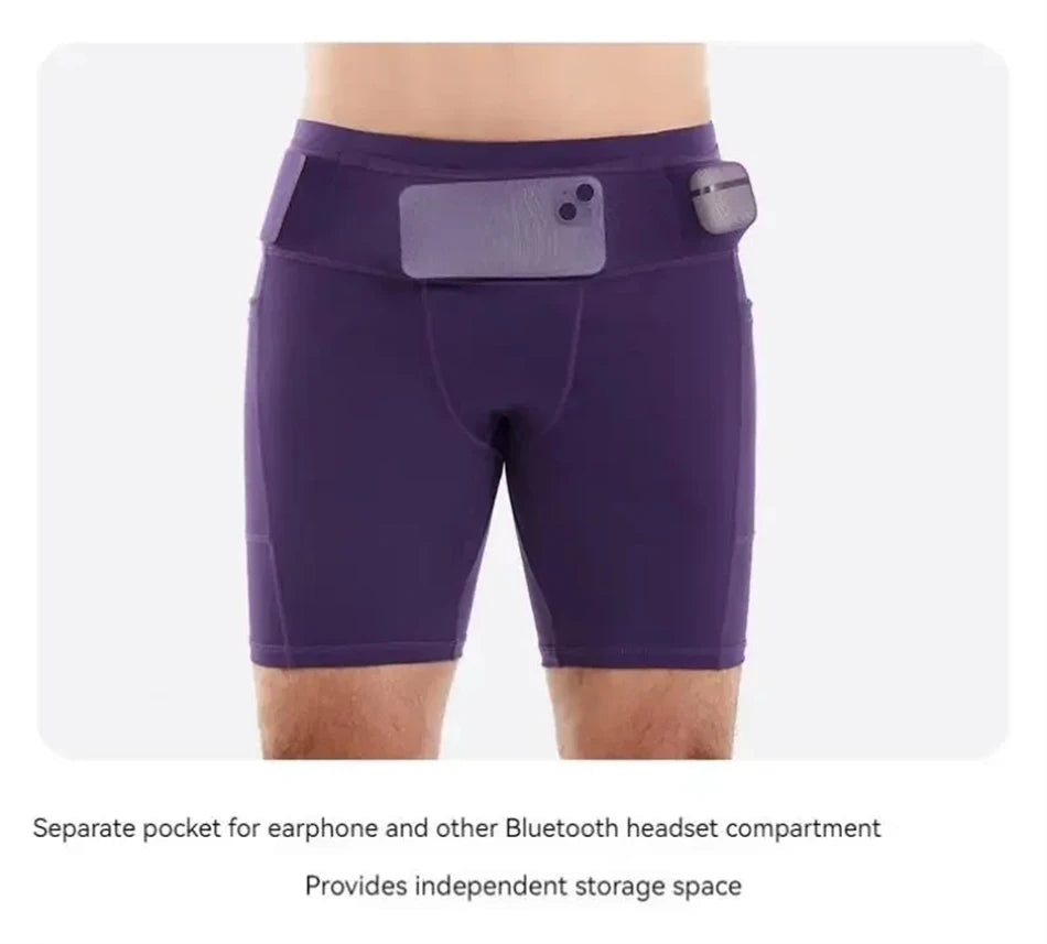 Mul-Pockets Mens Compression Running Shorts Quick Dry Training